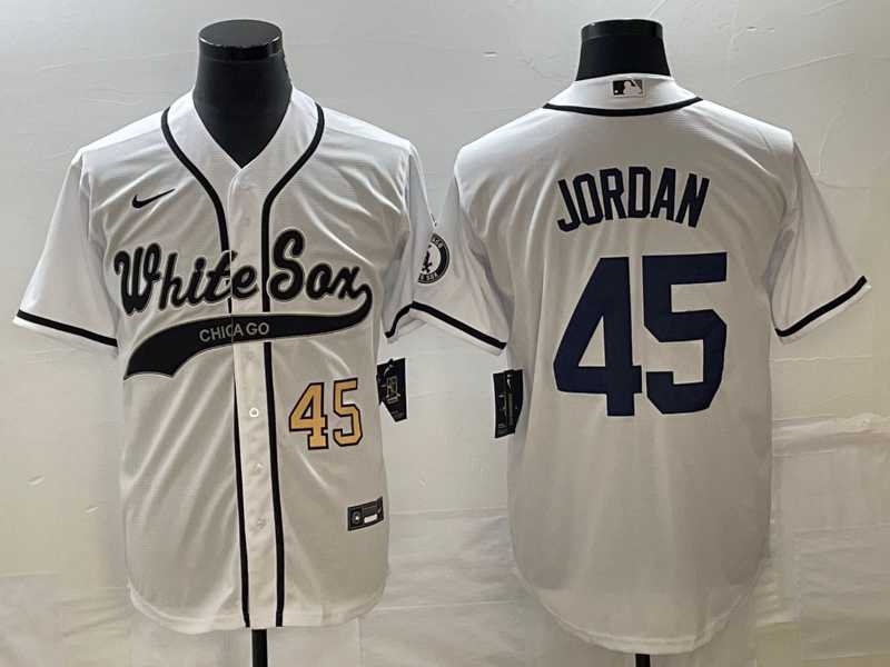 Men%27s Chicago White Sox #45 Michael Jordan Number White Cool Base Stitched Baseball Jersey->chicago white sox->MLB Jersey